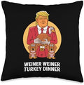 Weiner Weiner Turkey Dinner Funny Trump Winner Thanksgiving Throw Pillow by Unknown