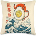 Funny Deviled Egg Great Wave Japanese Art Thanksgiving Food Throw Pillow by Unknown
