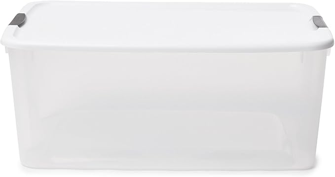 Sterilite Ultra Latch Box with Lids for Home and Office, 116 Quart, 12-Pack | Heavy-Duty and Stackable Plastic Containers with Latches for Closet, Cabinet, Bedroom, Bathroom and Dorm Room Organization