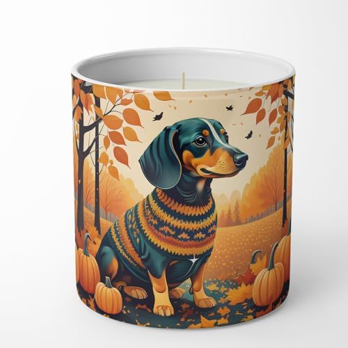 Caroline's Treasures DAC1042CDL Dachshund Fall Decorative Soy Candle Nature Soy Wax Essential Oil Home Decor Ideal for Bedroom Kitchen Bath Office Gift, 10 oz by CarolinesTreasures