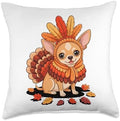 Thanksgiving Turkey Chihuahua Chihuahuas Throw Pillow by Unknown