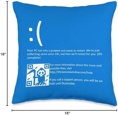 Funny Nerdy Blue Screen of Death Windows BSOD Halloween Geek Throw Pillow