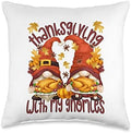 Funny Autumn Fall Gnomes Couple Thanksgiving With My Gnomies Throw Pillow by Unknown