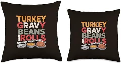Turkey Gravy Beans and Rolls Casserole Funny Thanksgiving Throw Pillow - Image 3