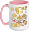 I’m Just Here for the Deviled Eggs Egg Expert Deviled Egg Ceramic Mug, Pink/White, 15oz by Unknown