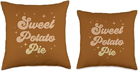 Sweet Potato Pie Retro Thanksgiving Food Nutrition Matching Throw Pillow - Image 3