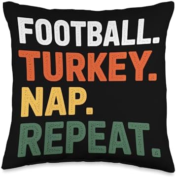 Nap Repeat Football Turkey Thanksgiving Parade Watchers Throw Pillow by Unknown