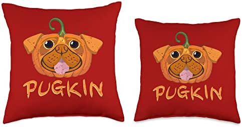 Pugkin Pug Pumpkin Thanksgiving Holidays Dog Lovers Vintage Throw Pillow - Image 3