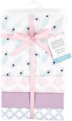 Hudson Baby Unisex Baby Cotton Flannel Receiving Blankets, Peacock, One Size - Image 2