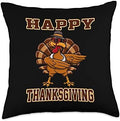 Floss Turkey Pigrim Happy Thanksgiving Outfit Toddler Boys Throw Pillow by Unknown