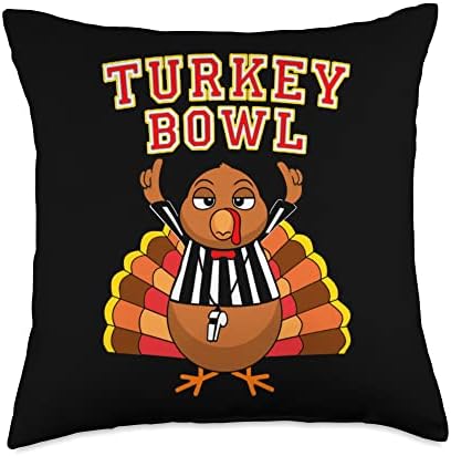 Football Turkey Bowl Annual Family Thanksgiving Game Referee Throw Pillow by Unknown