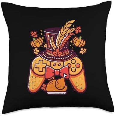 Thanksgiving Gamer Controller Gaming Fall Men Boys Kids Teen Throw Pillow by Unknown