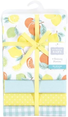 Hudson Baby Unisex Baby Cotton Flannel Receiving Blankets, Citrus Mint, One Size - Image 2