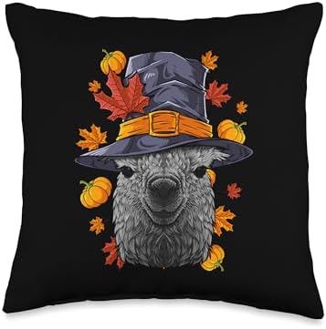 Thanksgiving Llama Pilgrim Costume Fall Autumn Throw Pillow by Unknown