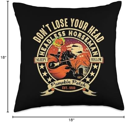 Funny Headless Horseman Urban Legend Halloween Pumpkin Patch Throw Pillow