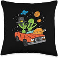 Thanksgiving 2 Aliens Turkey Car ET UFO Space Men Women Kids Throw Pillow by Unknown
