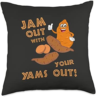 Jam Out With Your Yams Out Sweet Potato Lovers Thanksgiving Throw Pillow by Unknown