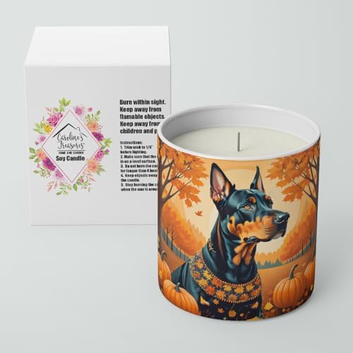 Caroline's Treasures DAC1044CDL Doberman Pinscher Fall Decorative Soy Candle Nature Soy Wax Essential Oil Home Decor Ideal for Bedroom Kitchen Bath Office Gift, 10 oz - Image 2