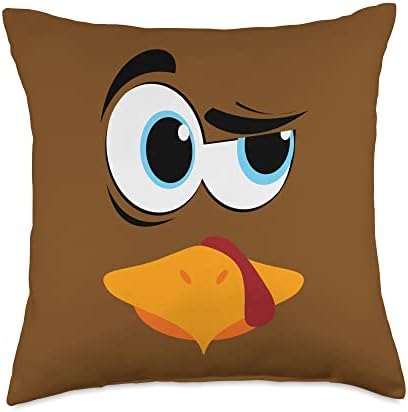 Turkey Face Thanksgiving Costume Silly Family Pilgrim Throw Pillow by Unknown