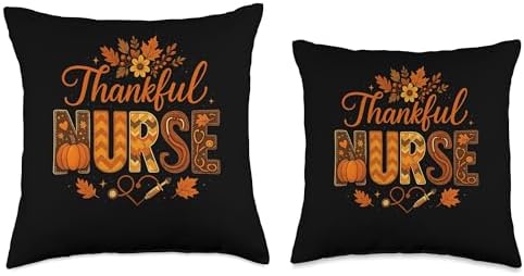 Nurses ER ICU RN Fall Autumn Thanksgiving Thankful Nurse Throw Pillow - Image 3