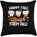 Fall Leaves Shirt Autumn Foliage Pumpkin Decor Happy Fall Brush Them All Dental Dentist Squad Thanksgiving Throw Pillow, 18x18, Multicolor by Unknown