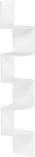 Furinno Rossi 5-Tier Wall Mount Floating Radial Corner Shelf, White