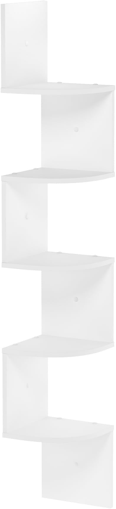 Furinno Rossi 5-Tier Wall Mount Floating Radial Corner Shelf, White