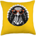 Cool Thanksgiving Turkey Bird Wearing Sunglasses Graphic Art Throw Pillow by Unknown