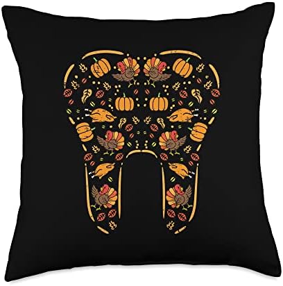Thanksgiving Tooth Cute Fall Teeth Dental Dentist Women Throw Pillow by Unknown