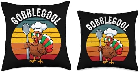 Gobblegool Funny Thanksgiving Chef Turkey Humor Food Lover Throw Pillow - Image 3
