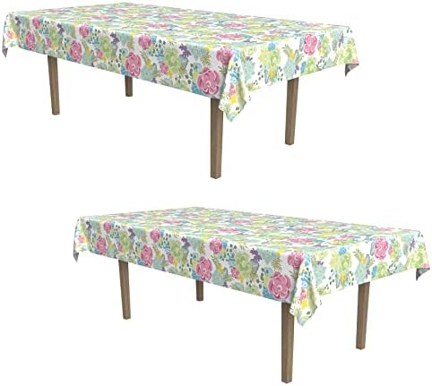 Beistle Succulents Tablecover, 54"x108", 2 Pieces, Spring Summer Picnic Tea Plant Party Table Decorations by Beistle