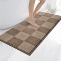 Bathroom Rugs, 24" x 60" Soft Bath Rugs, Checkered Grayish Brown & Coffee