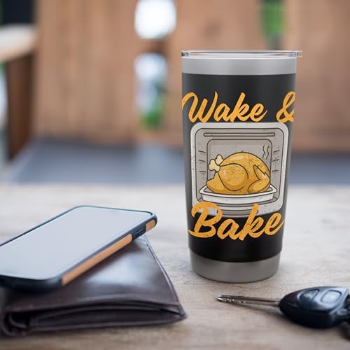 Wake & Bake for Home Cooks and Foodies on Thanksgiving Stainless Steel Insulated Tumbler - Image 7