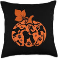 Poodles Cute Pumpkin Shape Halloween Thanksgiving Owner Throw Pillow by Unknown