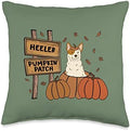 Red Heeler Pumpkin Patch Dog Lovers Thanksgiving Halloween Throw Pillow by Unknown