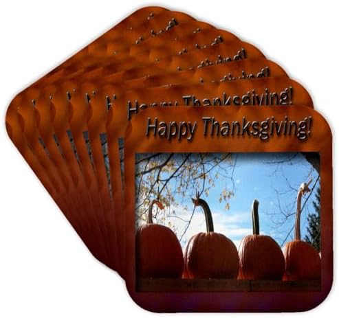 3dRose CST_34391_2 Thanksgiving Pumpkins-Soft Coasters, Set of 8 by 3dRose