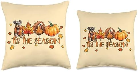 Tis The Season Miniature Schnauzer Fall Thanksgiving Throw Pillow - Image 3