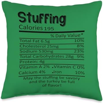 Thanksgiving Christmas Stuffing Nutritional Facts Throw Pillow by Unknown