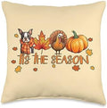Tis The Season Boston Terrier Dog Fall Thanksgiving Throw Pillow by Unknown