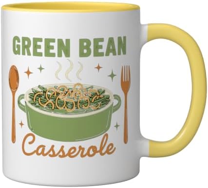 Green Bean Casserole Retro Thanksgiving Dinner Humor Ceramic Mug, Yellow/White - Image 2