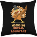 Thanksgiving Holiday Gifts and Designs Dabbing Turkey Dental Assistant Funny Thanksgiving Throw Pillow, 18x18, Multicolor by Unknown