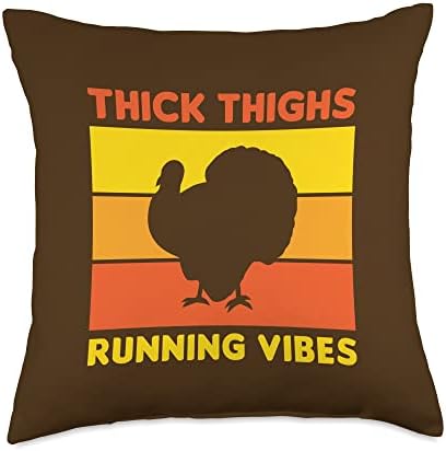 Thanksgiving Running Turkey Trot Thick Thighs Running Vibes Throw Pillow by Unknown