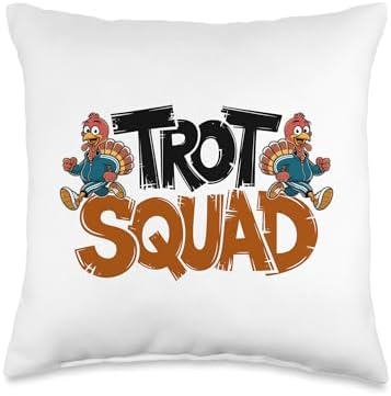 Trot Squad, Friendsgiving Squad Running Thanksgiving Throw Pillow by HadleyDesigns