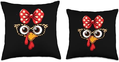 Thanksgiving Turkey Face Leopard Glasses Women Girls Throw Pillow - Image 3