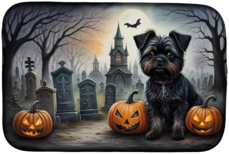 Caroline's Treasures DAC2001DDM Affenpinscher Spooky Halloween Dish Drying Mat Absorbent Dish Drying Mat Pad for Kitchen Counter Dish Drainer Mat for Countertop, 14 x 21", Multicolor