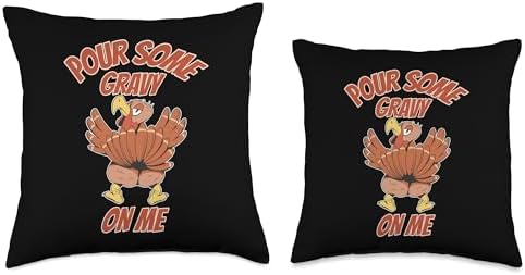 Cute Thanksgiving Eve Outfit Thanksgiving Products Pour Some Gravy On Me Thanksgiving Turkey Throw Pillow, 18x18, Multicolor - Image 3