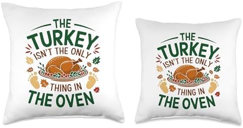 Turkey Isn't The Only Thing In Oven, Pregnancy Thanksgiving Throw Pillow - Image 3