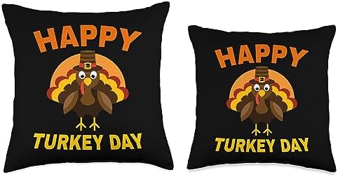 Happy Thanksgiving for Boys Girls Kids Pilgrim Turkey Throw Pillow - Image 3
