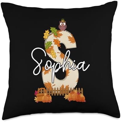 Sophia Thanksgiving Autumn Vibes Fall Kids Toddler Throw Pillow by Unknown
