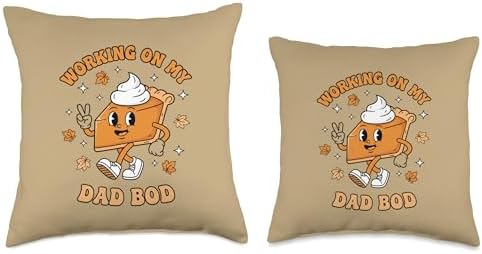 Dad Working On My Dad BOD - Thanksgiving Pregnancy Announce Throw Pillow - Image 3
